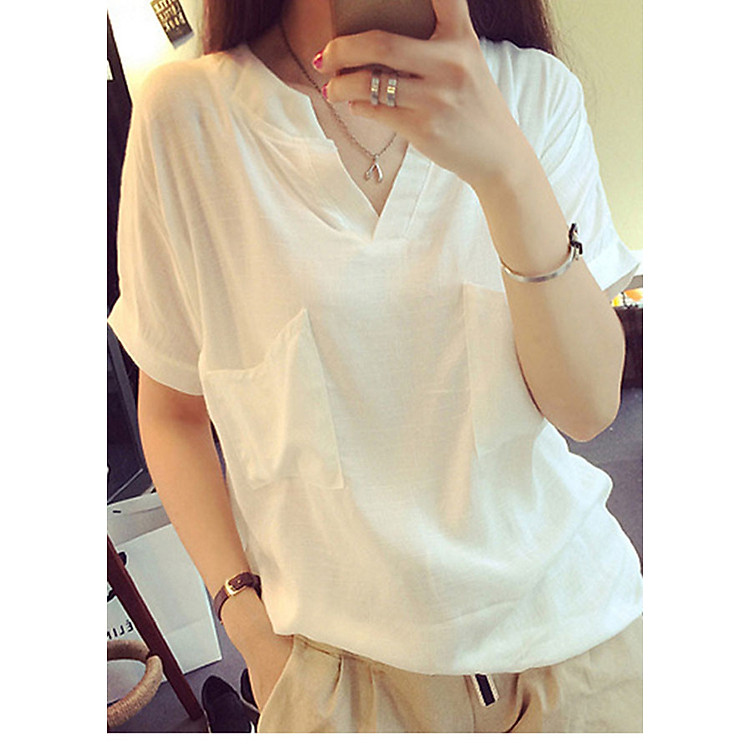 Áo sơ mi nữ form rộng chất thô đũi