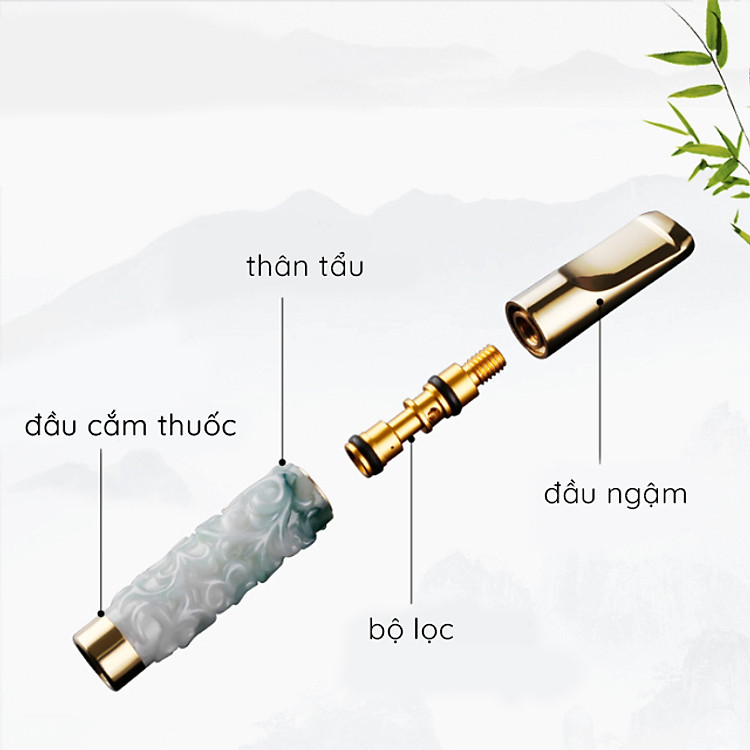 Tẩu Lọc Thuốc Cầm Tay Đá Ngọc Bích 358ZB (họa tiết ngẫu nhiên) - Ảnh 3