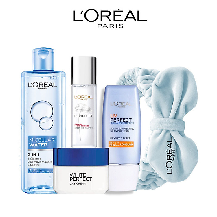 Bộ sản phẩm làm sạch, Chống nắng và Dưỡng ẩm da căng mướt L'Oreal Paris