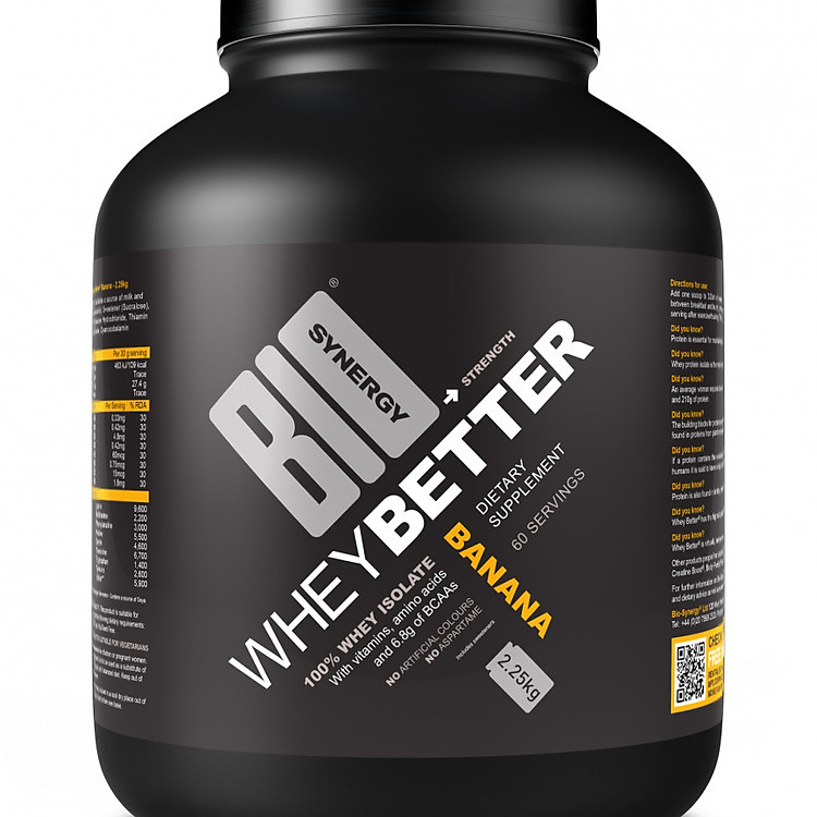Sữa Protein tăng và phục hồi cơ Bio-Synergy Whey Better - Vị Chuối và Vanilla
