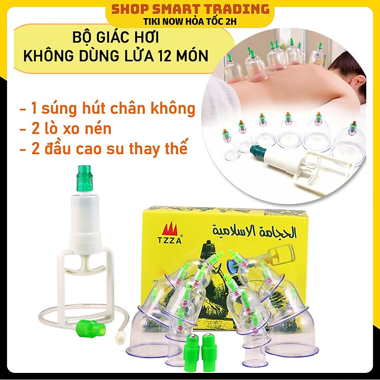 Bộ giác hơi 12 món không dùng lửa (cao cấp) Giúp giảm các chứng đau lưng; đau đầu; cảm cúm; nhức mỏi
