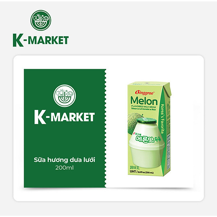 K-Market - Sữa Hương Dưa Lưới (200ml)