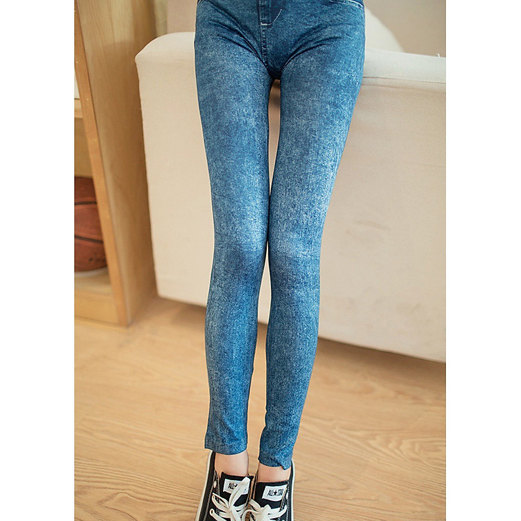 Quần legging giả jean nữ hoa tuyết MS275