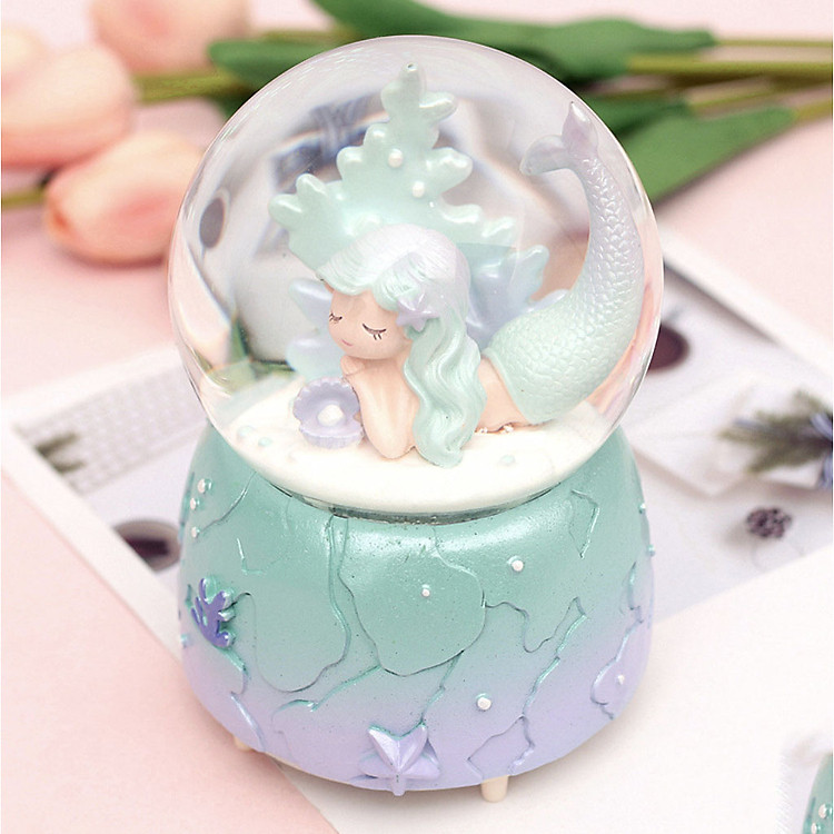 Quả cầu tuyết Nàng tiên cá nằm hạt ngọc trai kèm hạt tuyết