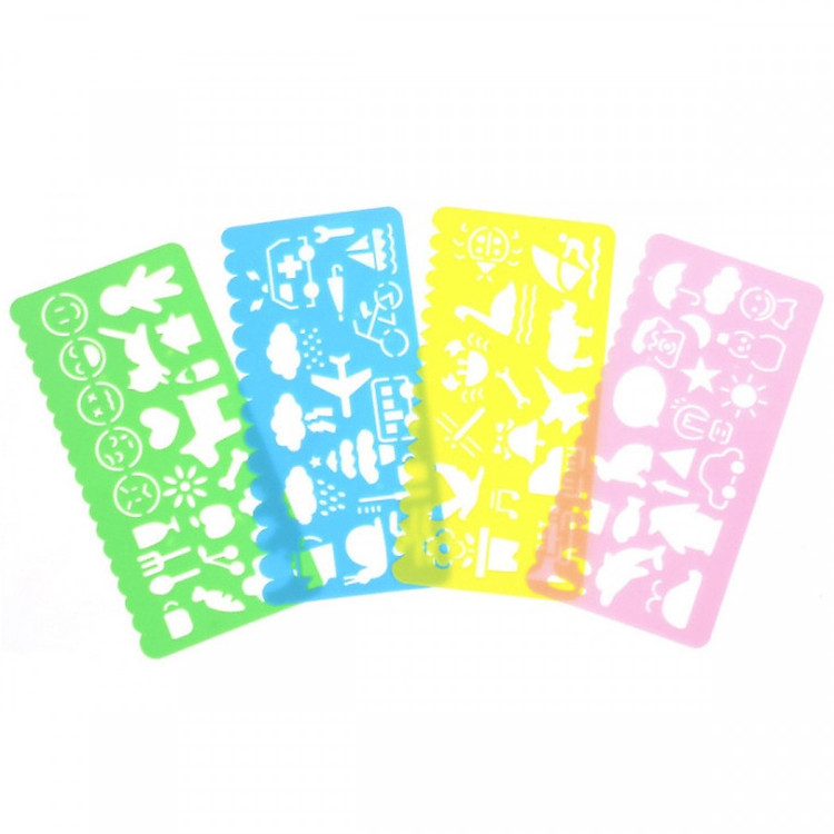 Bộ thước kẻ in hình cho bé tập vẽ - 4 khuôn