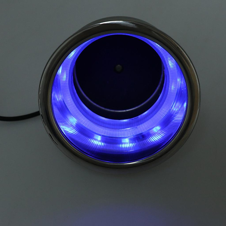 Blue LED Stainless Steel Cup Holder - 1 Piece Car Bottle Cup for Auto Vehicle, Luminous Movable Drink Base with Drain for Car Boat Marine