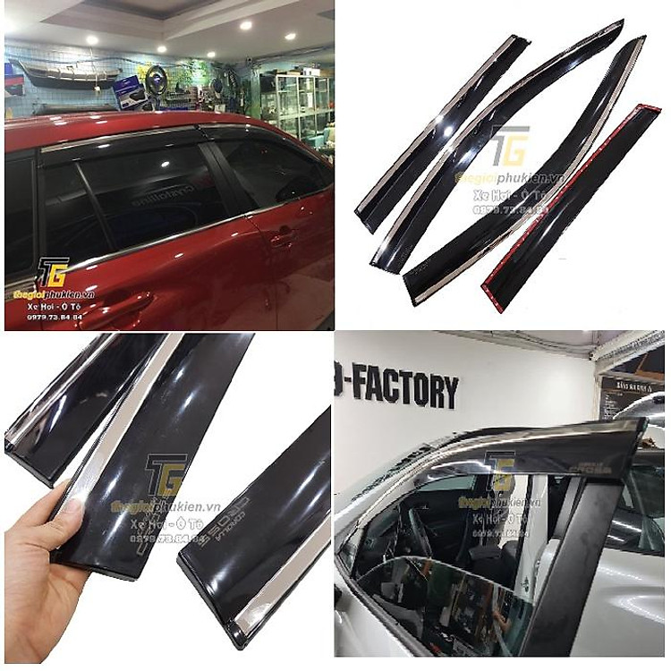 Bộ vè che mưa dành cho Toyota Corolla Cross viền INOX cao cấp