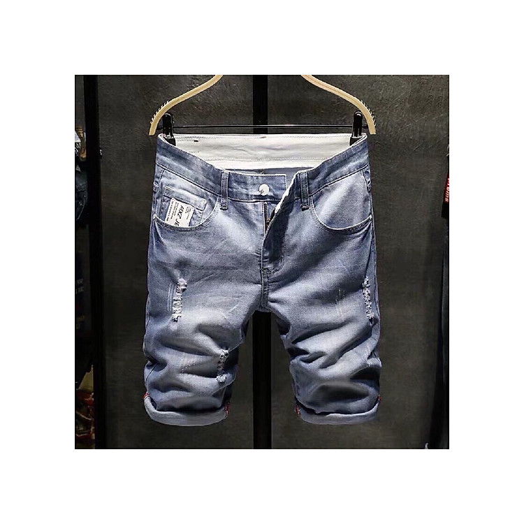 Quần short jean nam B114 co dãn kiểu dán trẻ trung đơn giản thêu họa tiết Julido thời trang hàn quốc