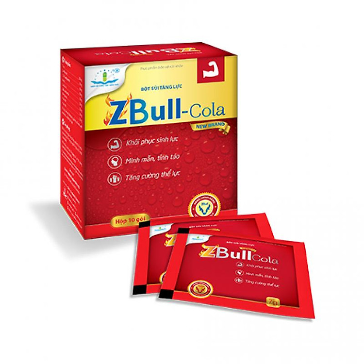 BỘT SỦI TĂNG LỰC ZBULL-COLA NEW BRAND (Hộp 20 gói) Hỗ trợ tỉnh táo nhanh, giảm mệt mỏi, Bồi bổ sức khoẻ tăng cường đề kháng