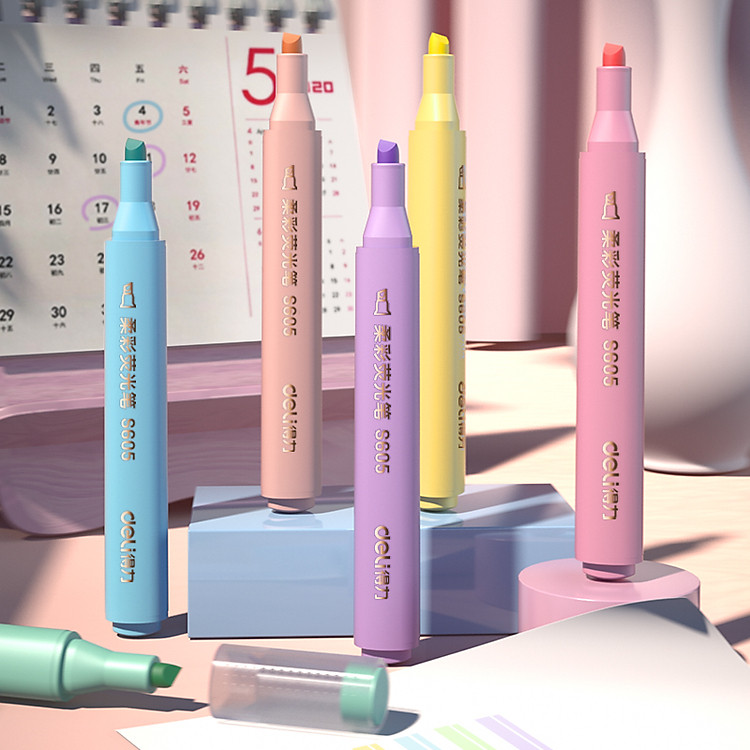 Bút Dấu Dòng Dạ Quang Màu Macaron Deli (6 chiếc) - Ảnh 7