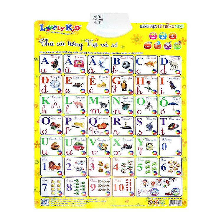 Bảng Điện Tử Thông Minh Lovely Kid Chữ Cái Tiếng Việt Và Số LT01