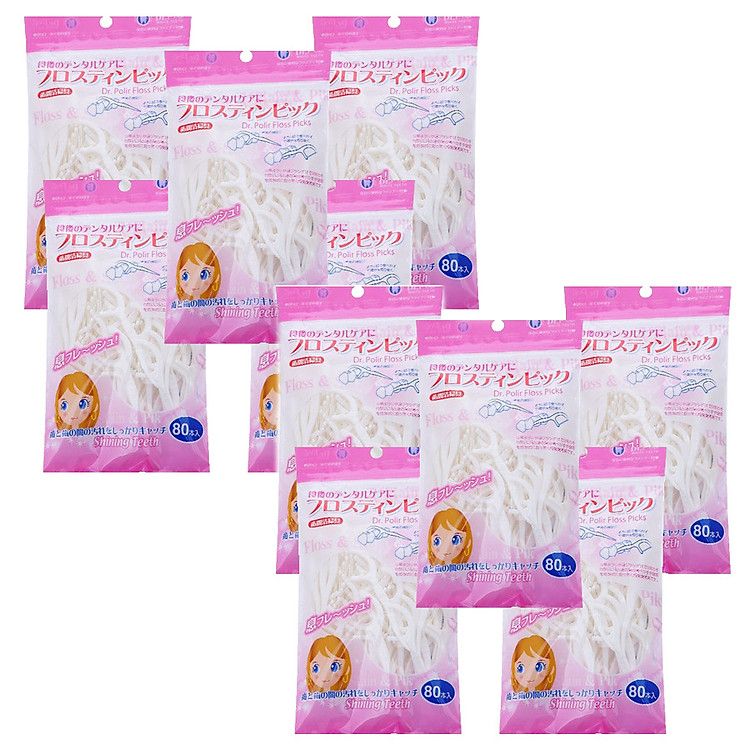 Combo 10 Bịch Tăm Chỉ nha khoa Okamura Japan 80P (Bịch 80 cây* 10 bịch)