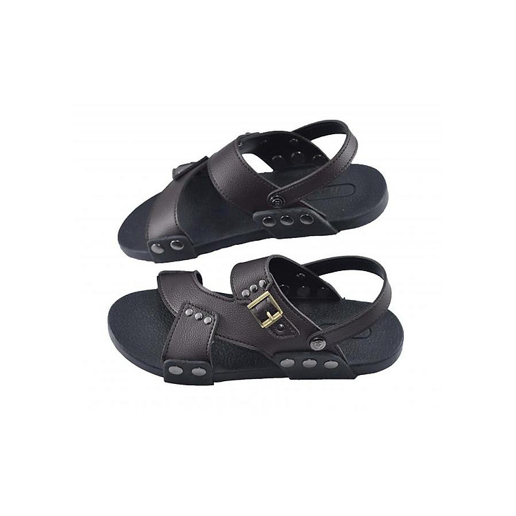 Sandal nam da PU cao cấp quai chéo - TPU-83A ( Nâu)