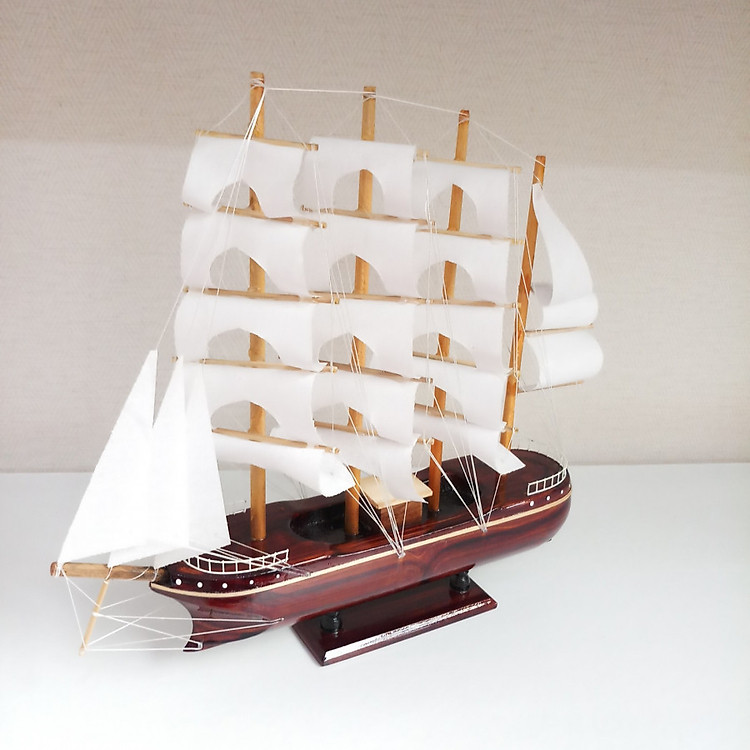 Mô hình tàu gỗ cánh buồm trắng 30cm