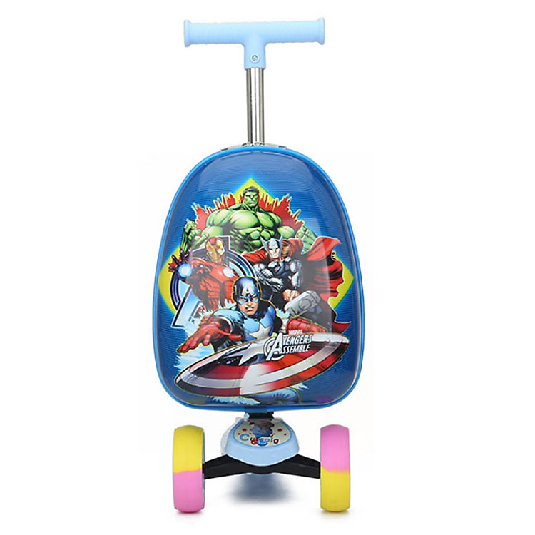 Vali kéo 18 inch cho bé trai bé gái kiểu quả trứng đa năng in hình 3D dễ thương tặng combo 4 món