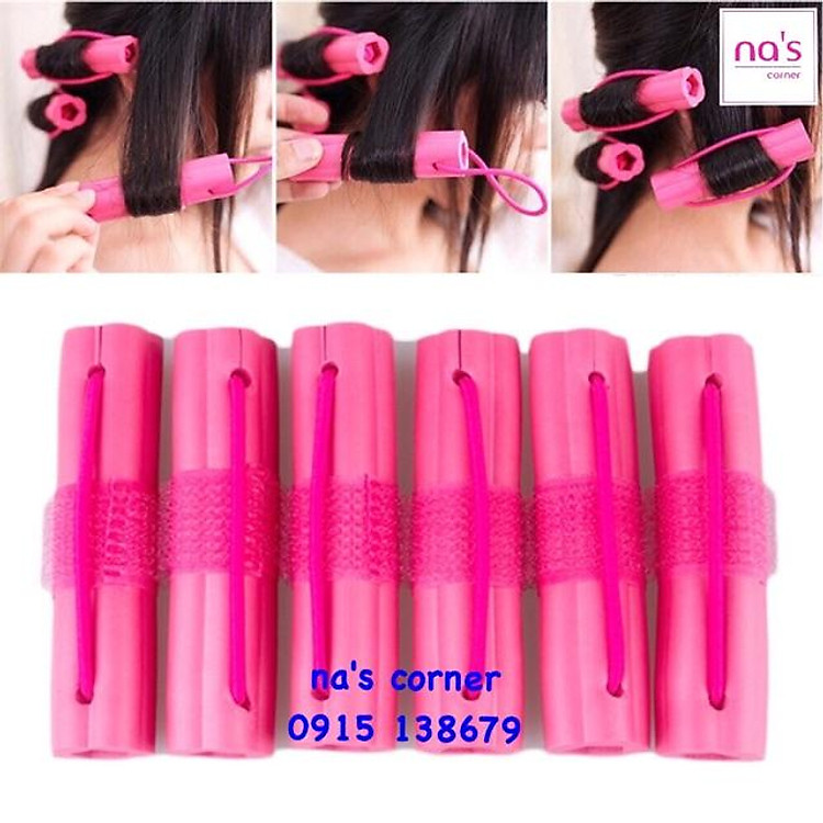 Bộ lô bọt biển xốp nhựa cuốn tóc đi ngủ làm xoăn tóc quấn tóc tiện dụng