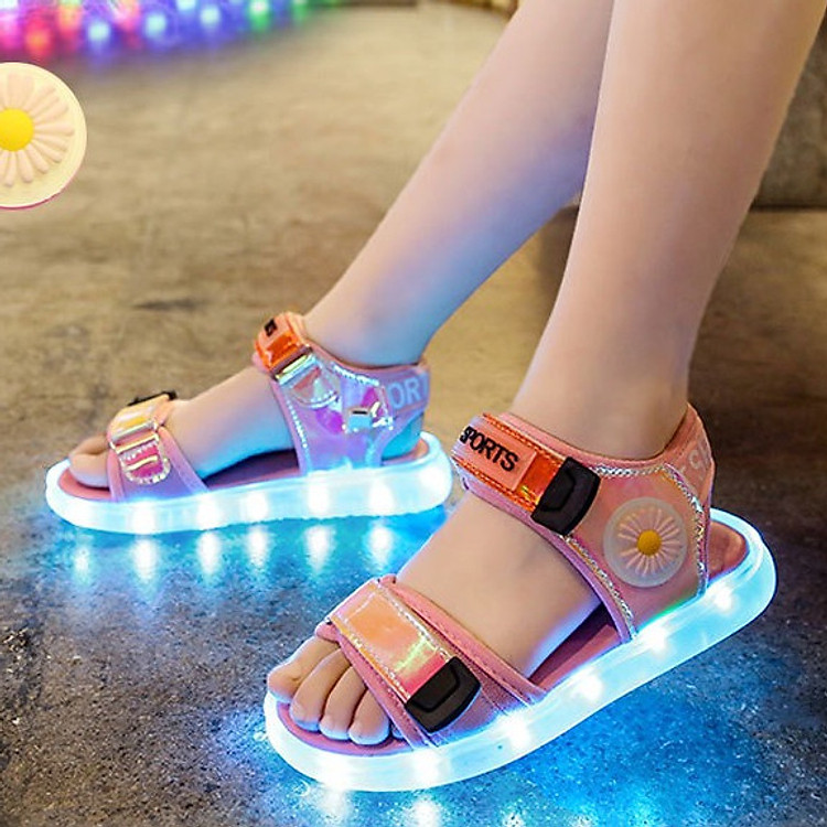 Giày sandal phát sáng đèn LED sạc USB thông minh cho bé gái 3 - 12 tuổi SG39