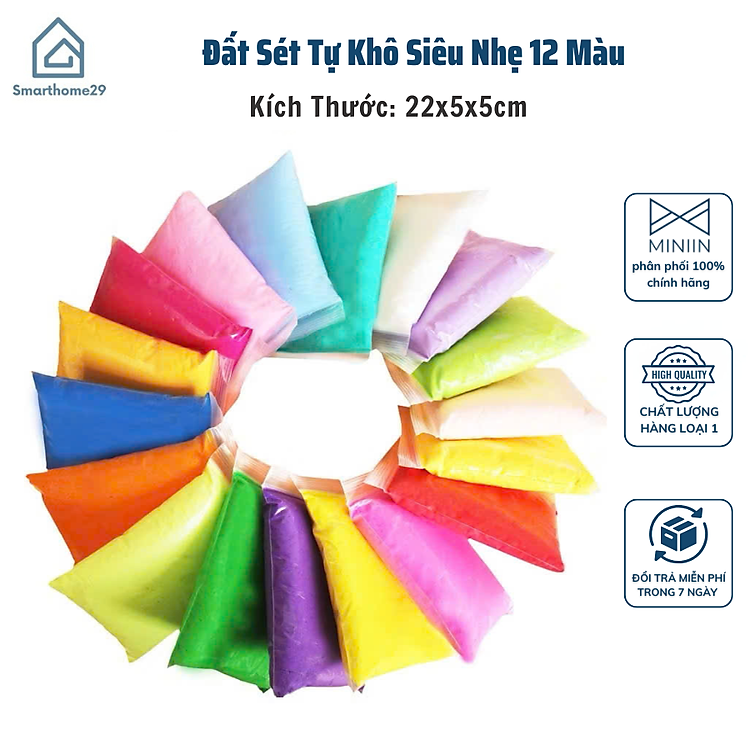 Đất Sét Tự Khô Siêu Nhẹ 12 Màu Softclay