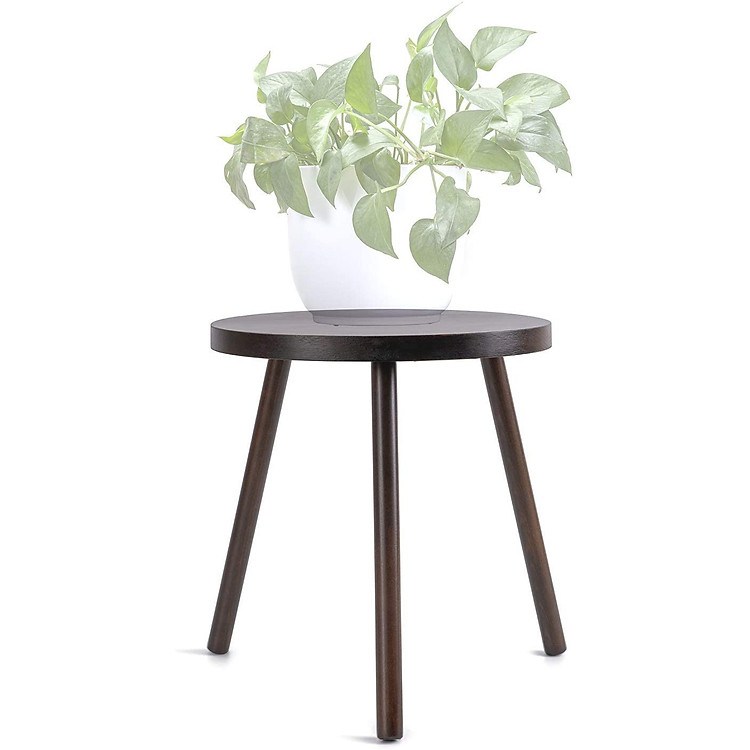 Kệ Giá Tròn Nhỏ Đỡ Chậu Hoa Đôn Gỗ Phong cách Mid-Century Bàn Trà Coffee Màu Đen 40x30cm