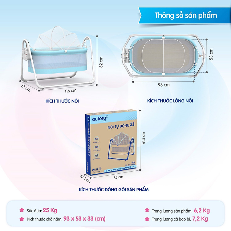 Nôi điện tự động Autoru Z1 Chính hãng Giá tốt - Hình ảnh 5