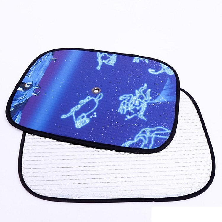 Bộ 2 che nắng phản quang tròn đa năng tiện dụng cho ô tô (Xanh Họa Tiết)