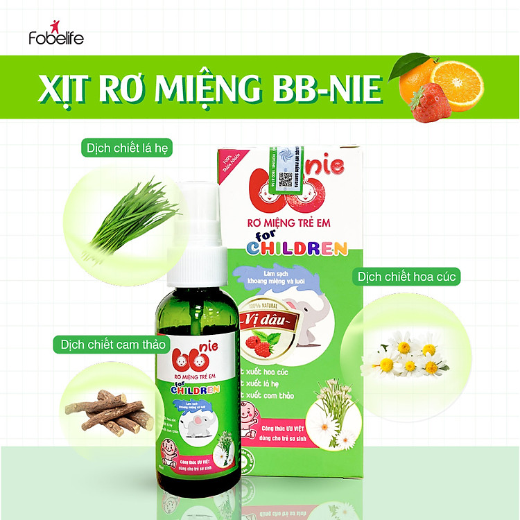 Xịt Rơ Miệng Lưỡi Vị Cam Dâu BBNIE Chính hãng Giá tốt - Hình ảnh 4