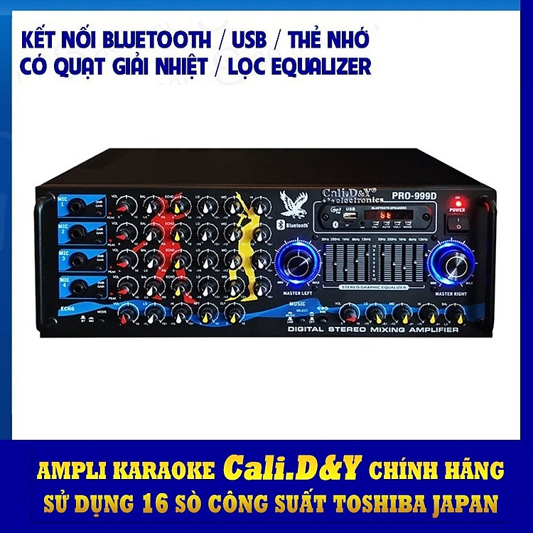 Amply Bluetooth Karaoke gia đình 16 sò lớn Cali.D&Y PRO 999D - Hàng chính hãng