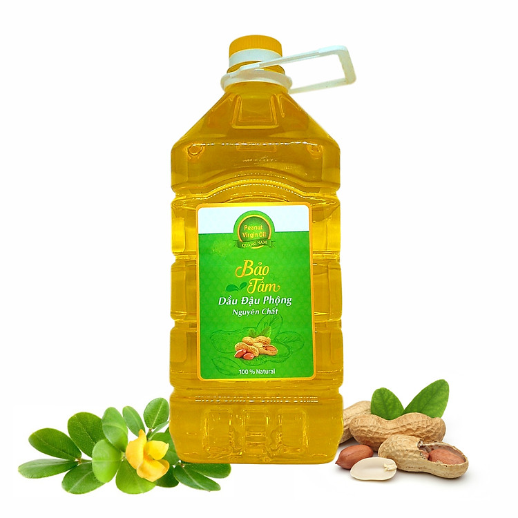 Dầu Phộng Nguyên Chất Bảo Tâm (Dầu Đậu Phộng Nguyên Chất, Dầu Lạc Nguyên Chất) – Sản xuất từ Hạt Đậu Phộng Sẻ Tự nhiên, Cao cấp, Hương vị tuyệt vời - Hàng Chính Hãng – 5 L