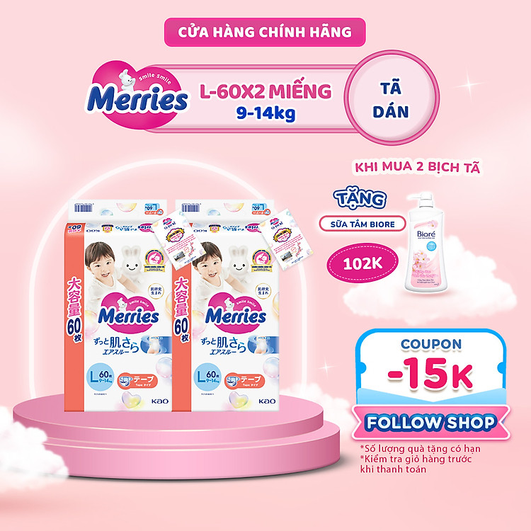 Combo 2 Tã Merries Jumbo Đủ Size Chính hãng Giá tốt