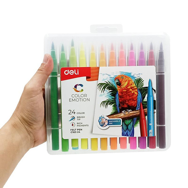 Hộp Bút Lông Màu Cọ Mềm Deli EC10324 (24 chiếc) - Ảnh 2