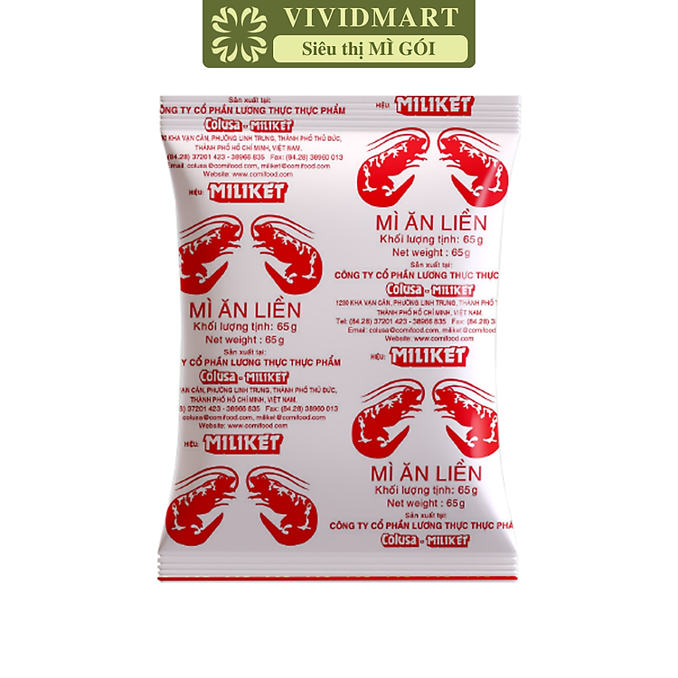 COLUSA - Mì Miliket gói giấy trắng hương vị Tôm, Mì tôm gói giấy trắng Miliket, Mì giấy Miliket (65g/gói)