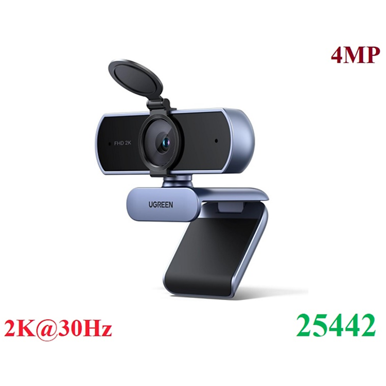 Webcam 2K@30Hz cho PC, Webcam Full HD 1080p/30fps, Tự động lấy nét Ugreen 25442 cao cấp (4MP) - Hàng Chính Hãng