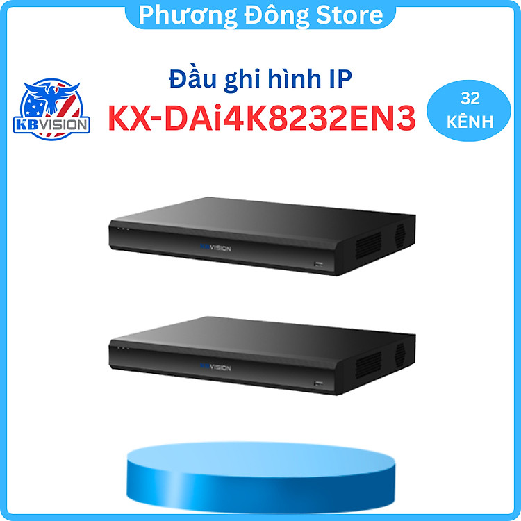 Đầu ghi hình IP KBVISION 32 kênh KX-DAi4K8232EN3, Hỗ trợ 2 ổ cứng, Nhận diện gương mặt, Hỗ trợ kết nối ONVIF - Hàng chính hãng