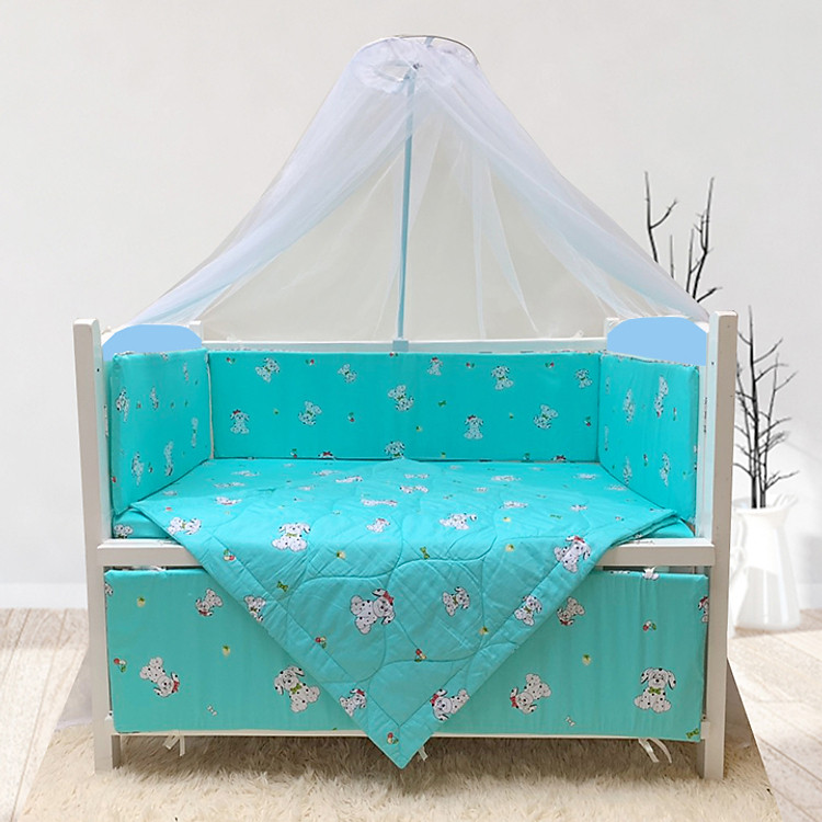 Cũi cho bé - Combo cũi sơn Trắng Xanh Goldcat