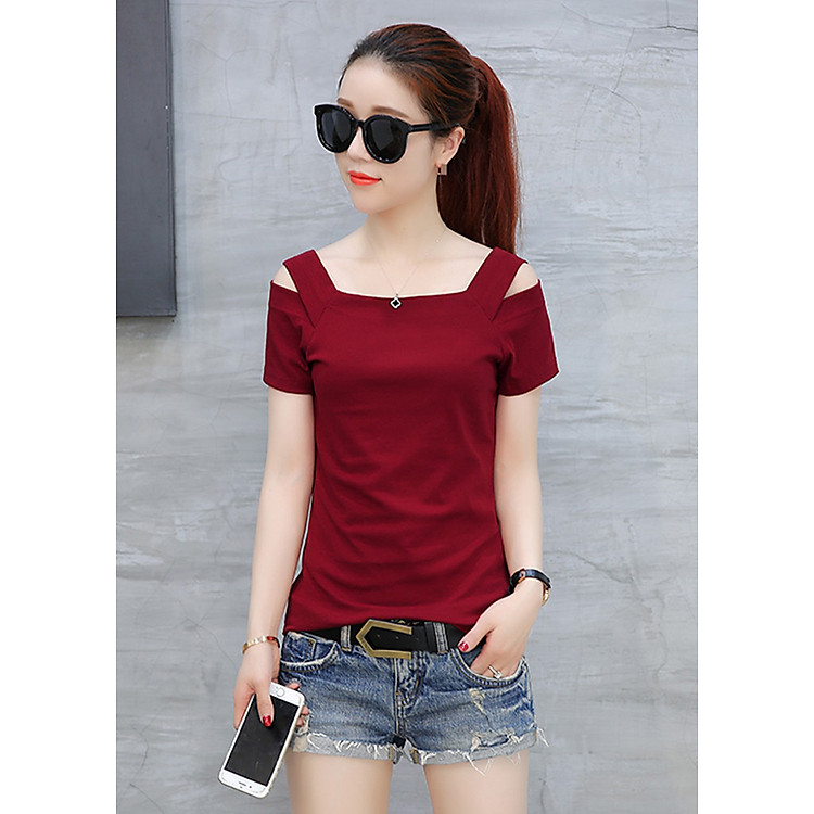 Áo Kiểu Nữ Phối Hai Dây T&D - Đỏ Đô