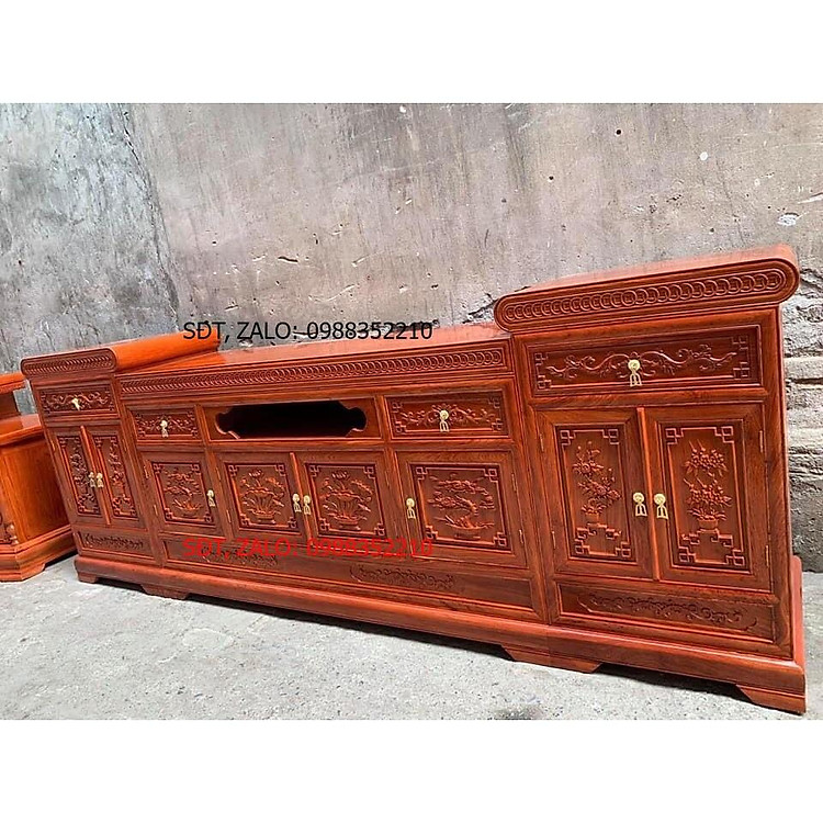 Kệ tivi mõ gỗ hương đá