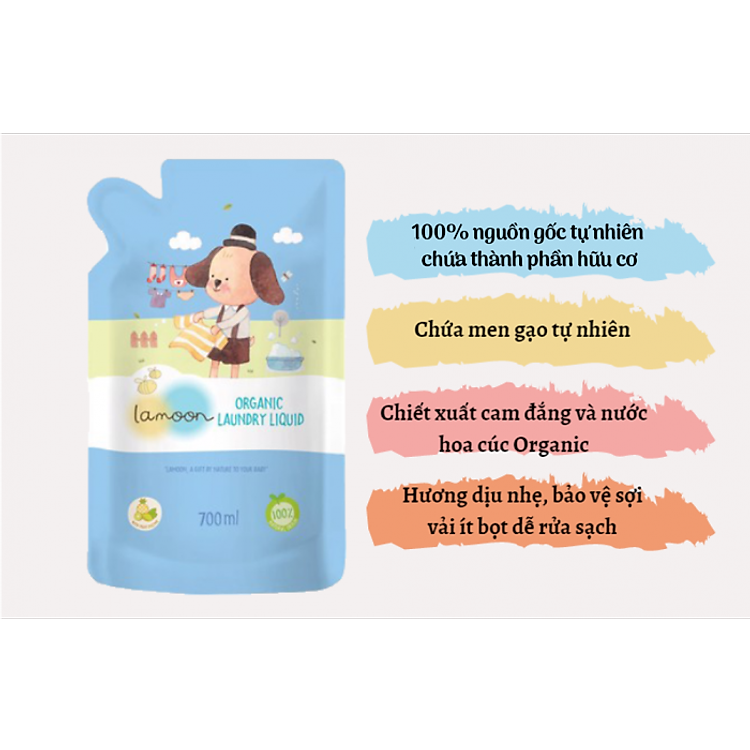Nước giặt Organic Lamoon cho bé 700ml Chính hãng Tiết kiệm - Hình ảnh 3