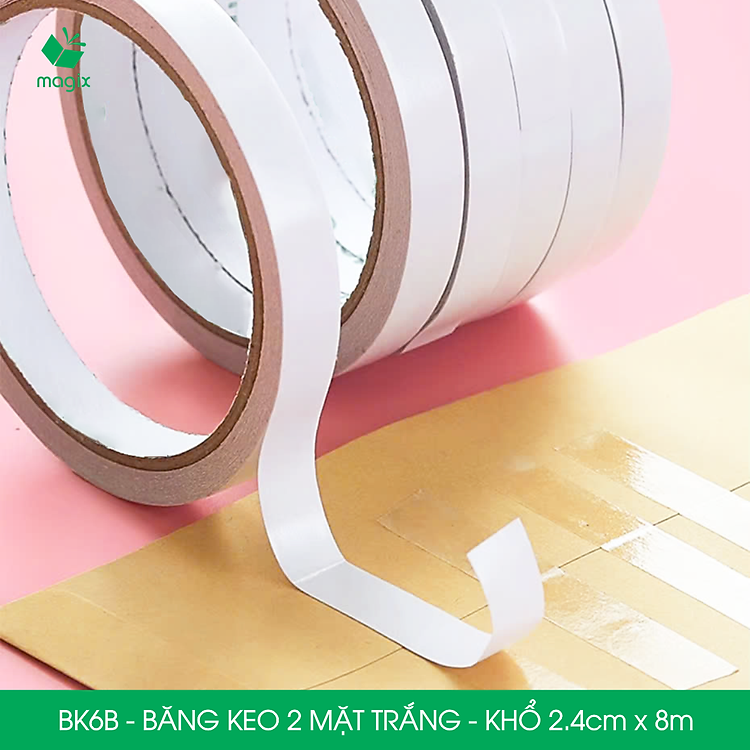 Băng Keo 2 Mặt BK6B (12 cuộn) - Khổ 2.4cm x 8m - Ảnh 5