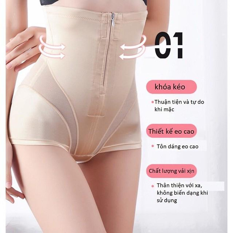 Quần Lót Gen Bụng Su Cạp Cao Có Khoá Kéo