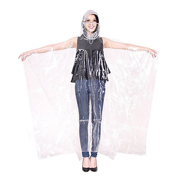 Áo mưa trong suốt 1 đầu có khẩu trang Panda