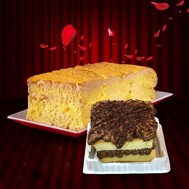 Combo Cặp Đôi Mê Hoặc Tại Hệ Thống Bánh Bông Lan Khổng Lồ Đài Loan_Grand Castella - Salted Egg Castella+Chocolate Frappe Cream