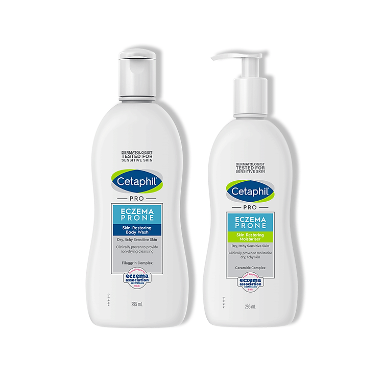 Combo Sữa tắm và kem dưỡng ẩm cho viêm da cơ địa Cetaphil Pro AD Derma Wash 295ml + Cetaphil Pro AD Derma Moisturizer 295ml