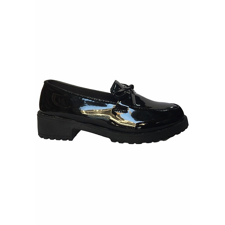 Giày Oxford Nữ Nữ Da Bóng Đính Nơ C116 - Đen