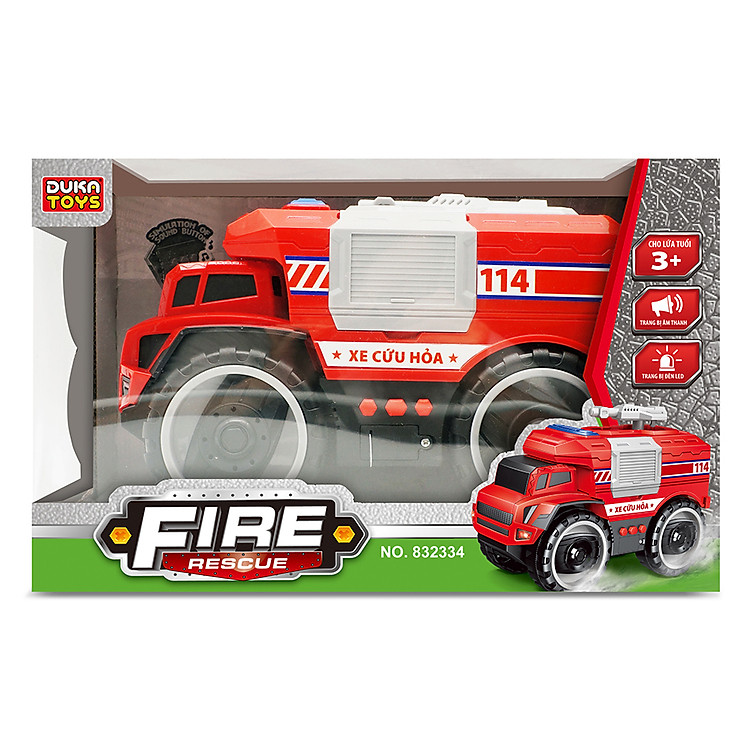 Xe Cứu Hỏa Duka Có Ánh Sáng Âm Thanh Chính hãng Tiết kiệm - Hình ảnh 2