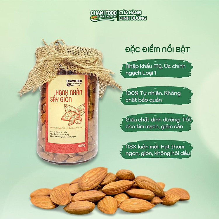 Hạt hạnh nhân sấy ChamiFood 500G Đảm bảo Tiết kiệm - Hình ảnh 2