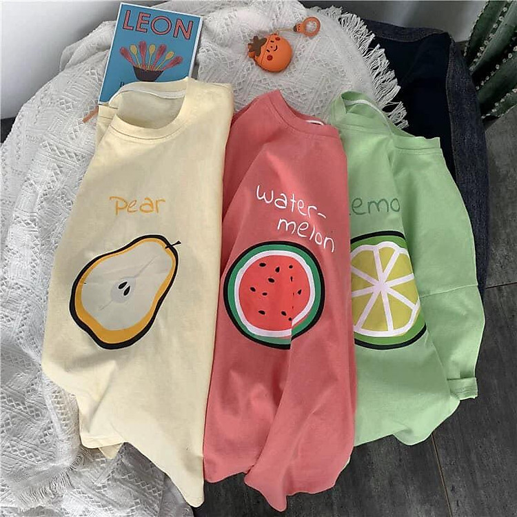 Áo thun tay lỡ form rộng hình trái cây - Unisex nam nữ đều mặc được