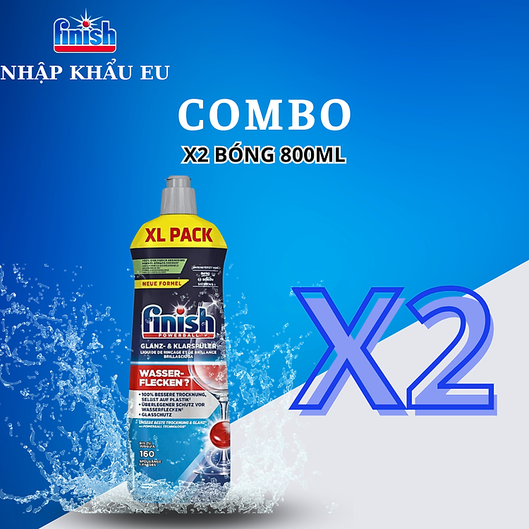 Combo 2 chai Nước làm bóng Finish (400ml x2) (Hương chanh)