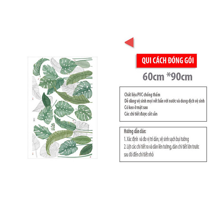 Decal dán tường mẫu Lá Chuối - ZH001 - Ảnh 3