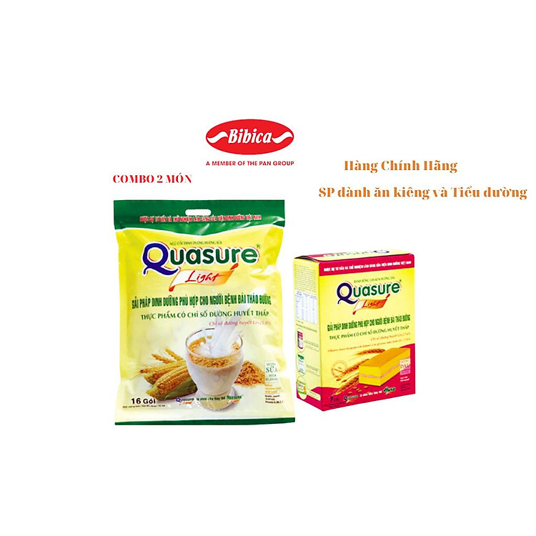 Combo 2 món quasure light dinh dưỡng dành cho người ăn kiêng và tiểu đường- Bibica ngũ cốc 400g/ quasure dâu 126g