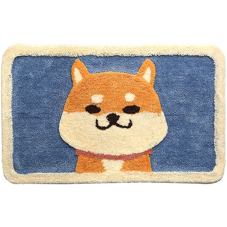 Thảm Lau Chân Lông Xù Chống Trượt Hình Chó Shiba Siêu Mềm Mại 45x65cm